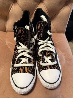 Converse Tiger Print High Top Sneakers with White Toe Caps